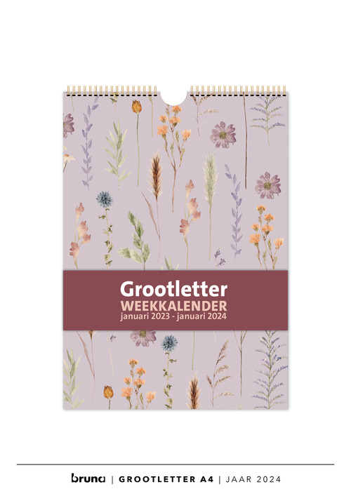 Kalender 2024 1 Wk XL A4 Groot Letter Experiment Botanisch Boek