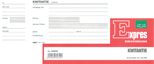 Kwitantieblok Expres Si-40030 80X250MM 100Vel