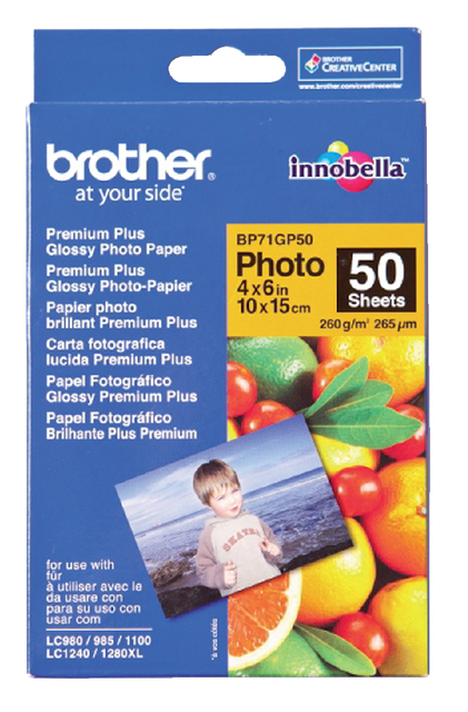 Storing Klap timer Fotopapier Brother BP-71 10X15CM 260GR Glossy 50Vel | Kantoorartikel |  129006 | Bruna