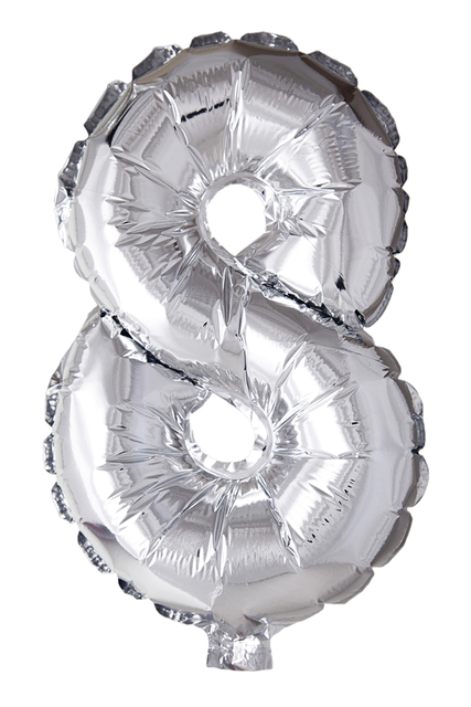 Folie Ballon '8' Zilver 40 CM