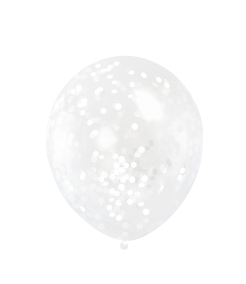 6 Doorzichtige Ballonnen Met Witte Confetti