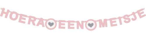 Letterslinger 'Hoera Een Meisje' Roze