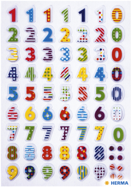 Etiket Herma 3094 Kleurrijke Nummers Stone