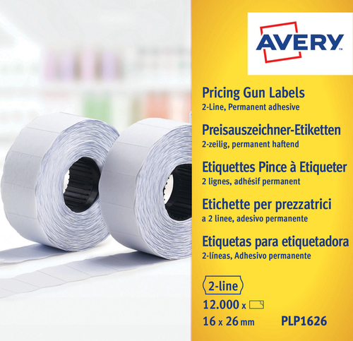 Prijsetiket Avery PLP1626 16MMX26MM Permanent Wit