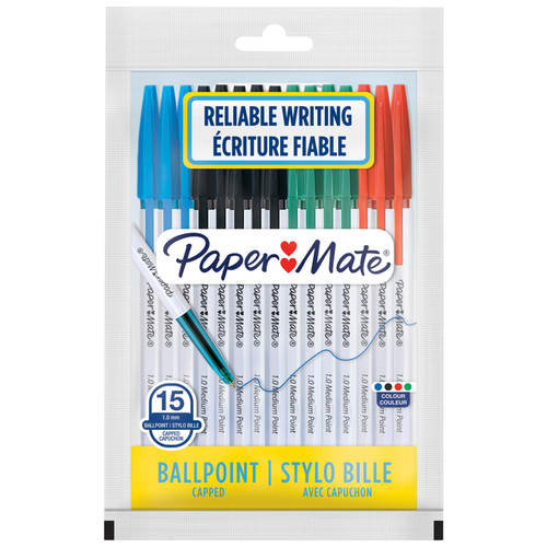 Balpen Paper Mate Entry Line 045 0.7MM Blister À 15 Stuks Assorti