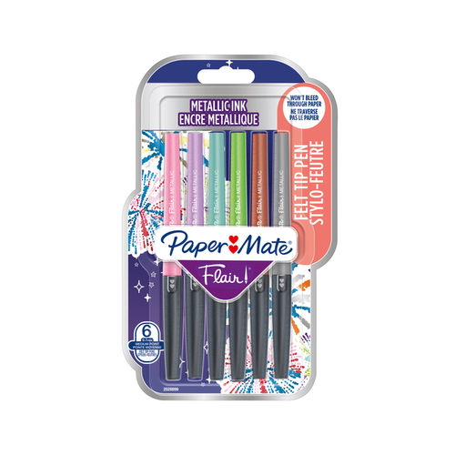 Fineliner Paper Mate Flair Metallic Medium Blister À 6 Stuks
