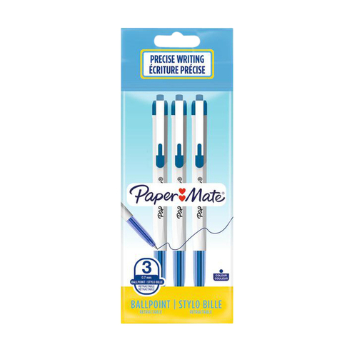 Balpen Paper Mate Entry Line 045 0.7MM Blister À 3 Stuks Blauw