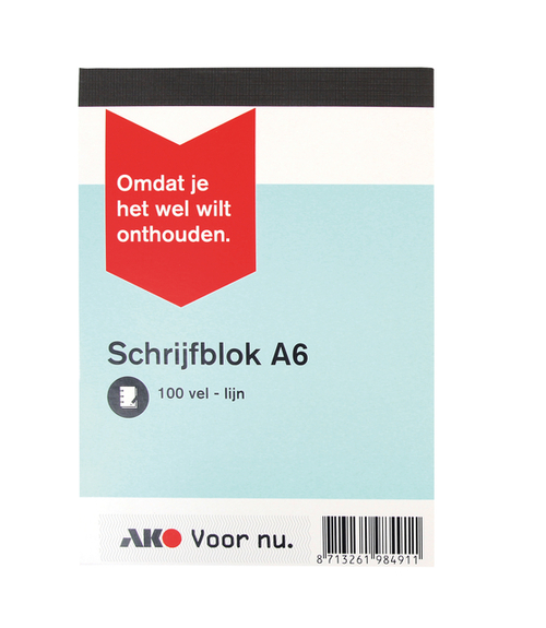 Ako Schrijfblok A6 Lijn 100V