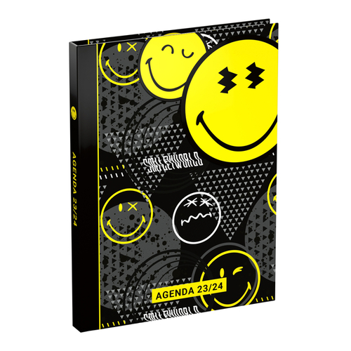 Schoolagenda 2023/2024 Lannoo Smiley 7Dagen/2Pagina's 148X200MM Zwart