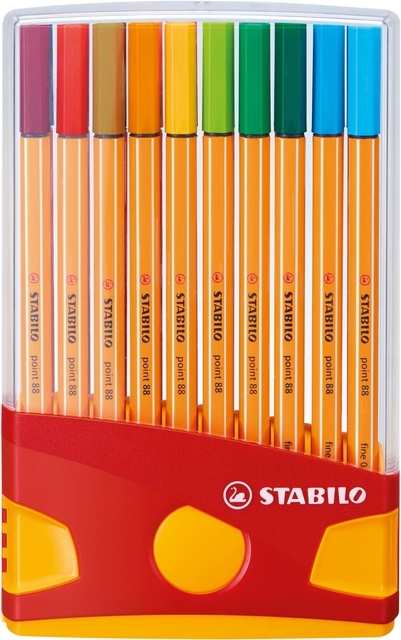 Fineliner Stabilo Point 88 Colorparade Rollerset Geel/Rood F Ass 20st