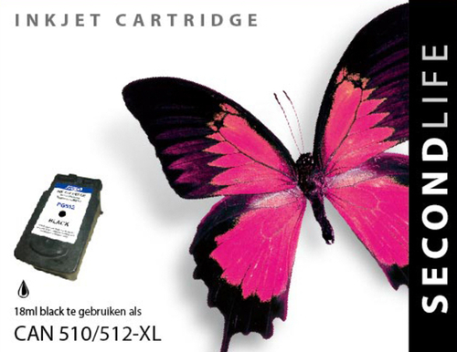 Cartridge Secondlife Canon PG 510-512 Zwart