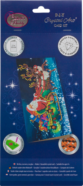 Diamondpainting Crystal Art Kaart Santa's Sleigh 11X22CM