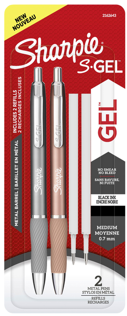 Gelschrijver Sharpie S-Gel Medium Metal Assorti Blister À 2 Stuks En 2 Vullingen