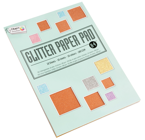 Paper Pad Glitter A4, 10 Sheet/Colours, 180 GSM