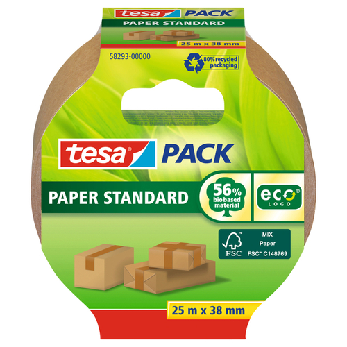 Verpakkingstape Tesapack® Papier Standard Ecologo 38MMX25M Bruin