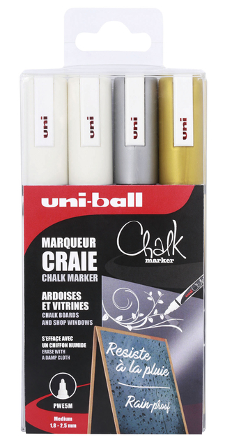 Krijtstift Uni-Ball Chalk Rond Set À 4 Stuks