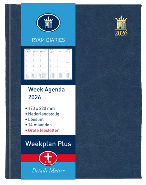 Agenda 2026 Ryam Weekplan Plus Mundior Groot Letter 7Dagen/2Pagina's Assorti