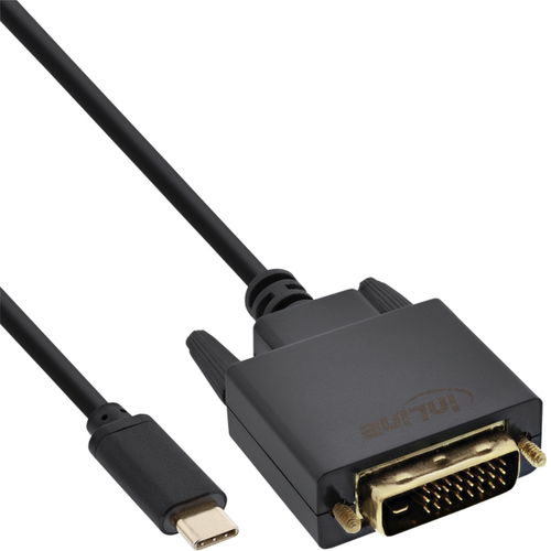 Kabel Inline Usb-C DVI 24+1 3.1 1080P M/M 2 Meter Zwart