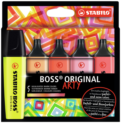 Markeerstift Stabilo Boss Original Arty Etui À 5 Warme Kleuren