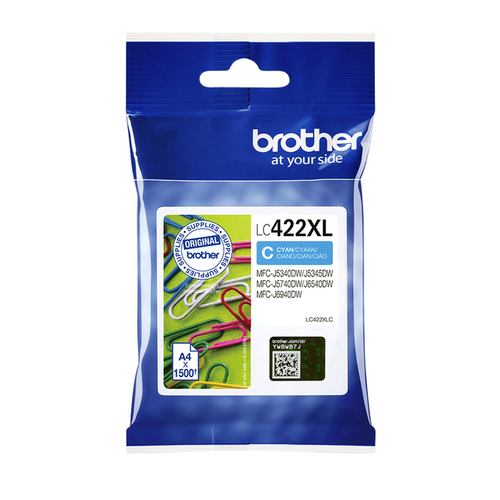 Inktcartridge Brother LC-422XLC Blauw