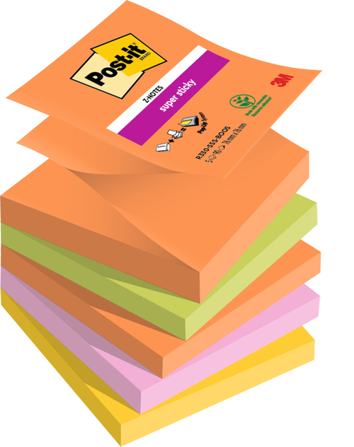 Memoblok Post-It Z-Notes R330 Super Sticky 76X76MM Boost 5 Stuks