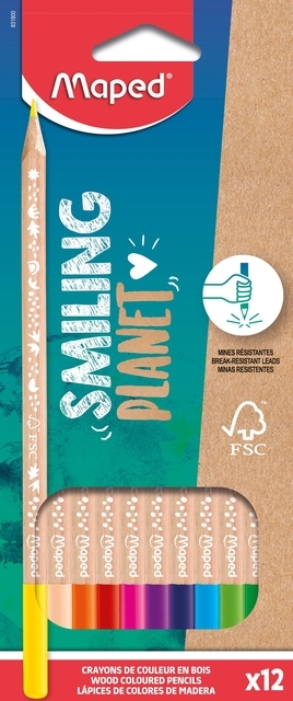 Kleurpotlood Maped Smiling Planet Set À 12 Kleuren