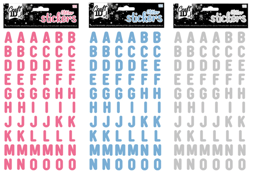 Stickers Alfabet Glitter 2 Vellen 3 Ass