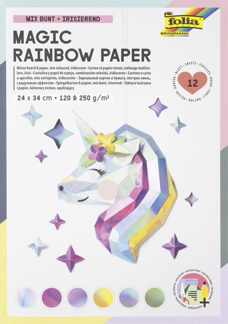 Regenboogpapier En Karton Folia 24X34CM 120GR En 250GR 12 Vel 6 Tinten