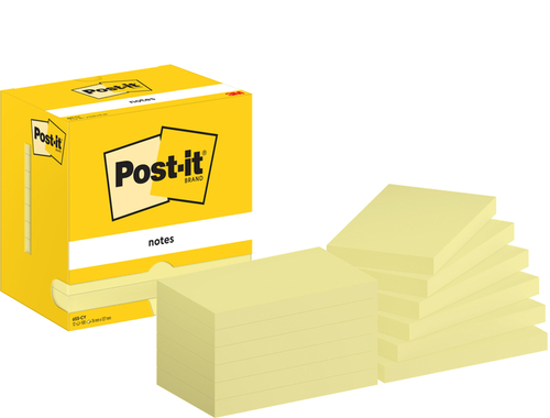Memoblok Post-It 655 76X127MM Geel 12 Stuks