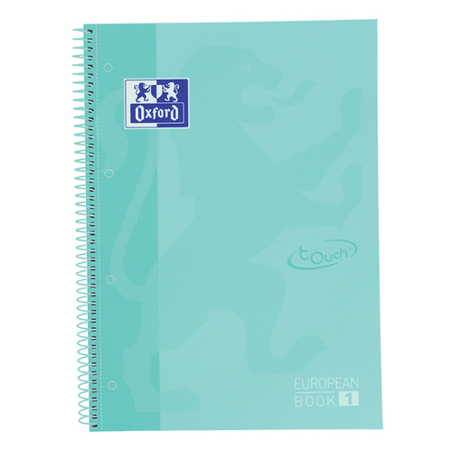 Notitieboek Oxford Touch Europeanbook A4+ 4-Gaats Lijn 80Vel Pastel Mint