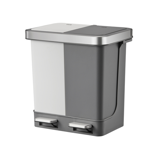 Pedaalemmer Eko Hana Duo Recycling 2X10 Liter Grijs Wit