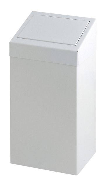 Afvalbak Vepa Bins Met Pushdeksel 50 Liter Metaal Wit