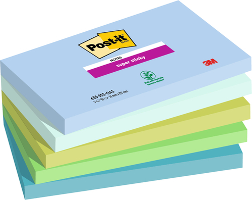 Memoblok 3M Post-It 655 76MMX127MM Super Sticky Oasis 5 Stuks