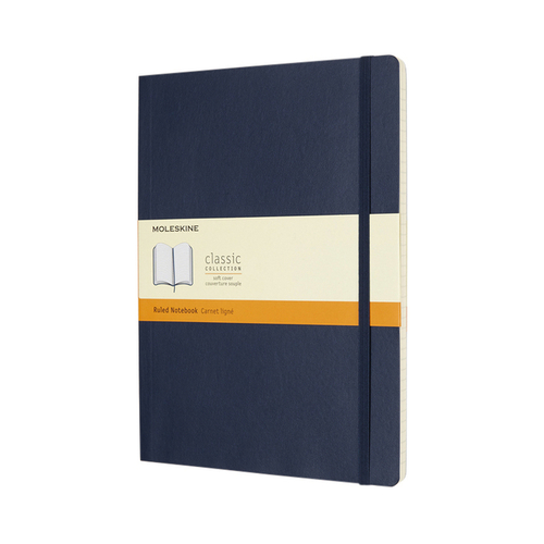 Notitieboek Moleskine XL 190X250MM Lijn Soft Cover Sapphire Blue