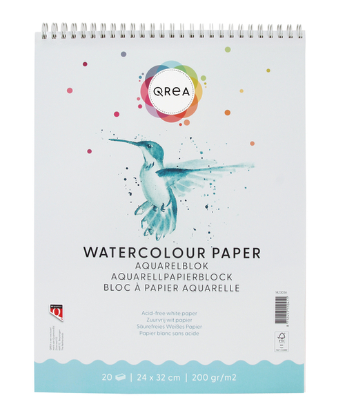 Aquarelblok Qrea 24X32 20 Vel 200GR Spiraal