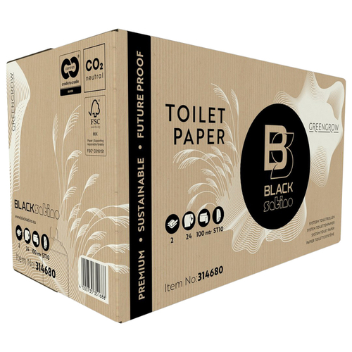 Toiletpapier Blacksatino St10 Greengrow Systeemrol 2-Laags 100M Naturel 314680