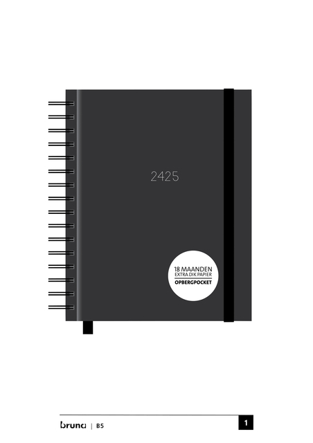 B5 Schoolagenda 24/25 Met Spiraal - Zwart