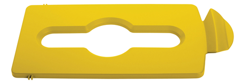 Deksel Rubbermaid Slim Jim Recyclestation Inwerpopening Voor Gemengde Recycling Geel