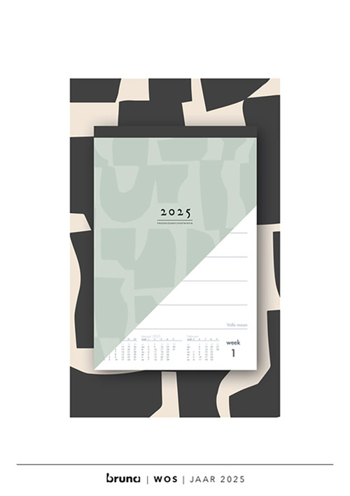 Kalender 2025 Schild 2WK - WS Marble Black & White