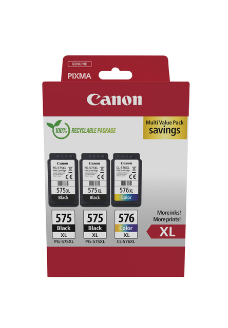 Inktcartridge Canon PG-575XL + CL-576XL 2X ZW+Kleur