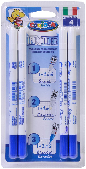 Viltstift Carioca Inkiller Met Wisser Set À 4 Stuks