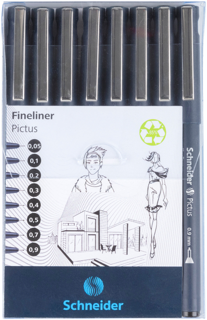 Fineliner Schneider Pictus Zwart Etui À 8 Stuks