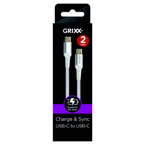 Kabel Grixx Usb-C Naar Usb-C 2M Wit