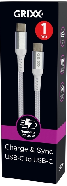 Kabel Grixx Usb-C Naar Usb-C 1M Wit