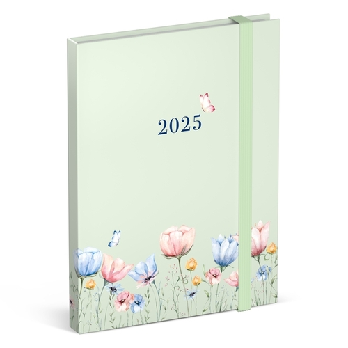 Agenda 2025 Lannoo Flowers Watercolour Green 7Dagen/2Pagina's