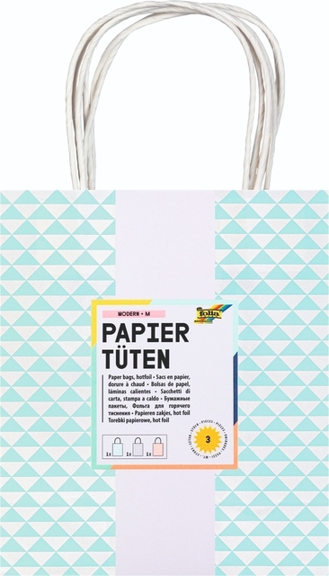 Tas Met Handvat Folia Kraftpapier 115GR 18X21X8CM Wit Set À 3 Dessins