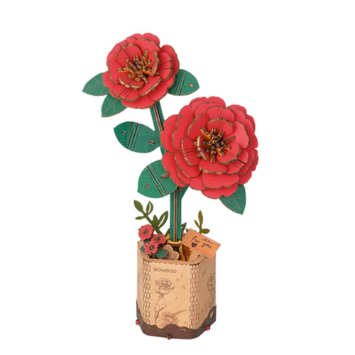 Robotime Houten Bloem Red Camellia