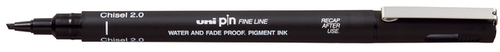 Fineliner Uni-Ball Pin Beitelpunt 2MM Zwart