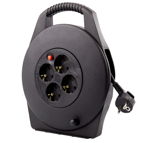 Kabelhaspel Brasq 4 Voudig 15 Meter Zwart