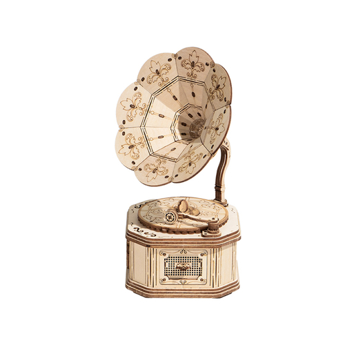 Robotime Gramophone. Houten Miniatuur. Diy 3D Kit.